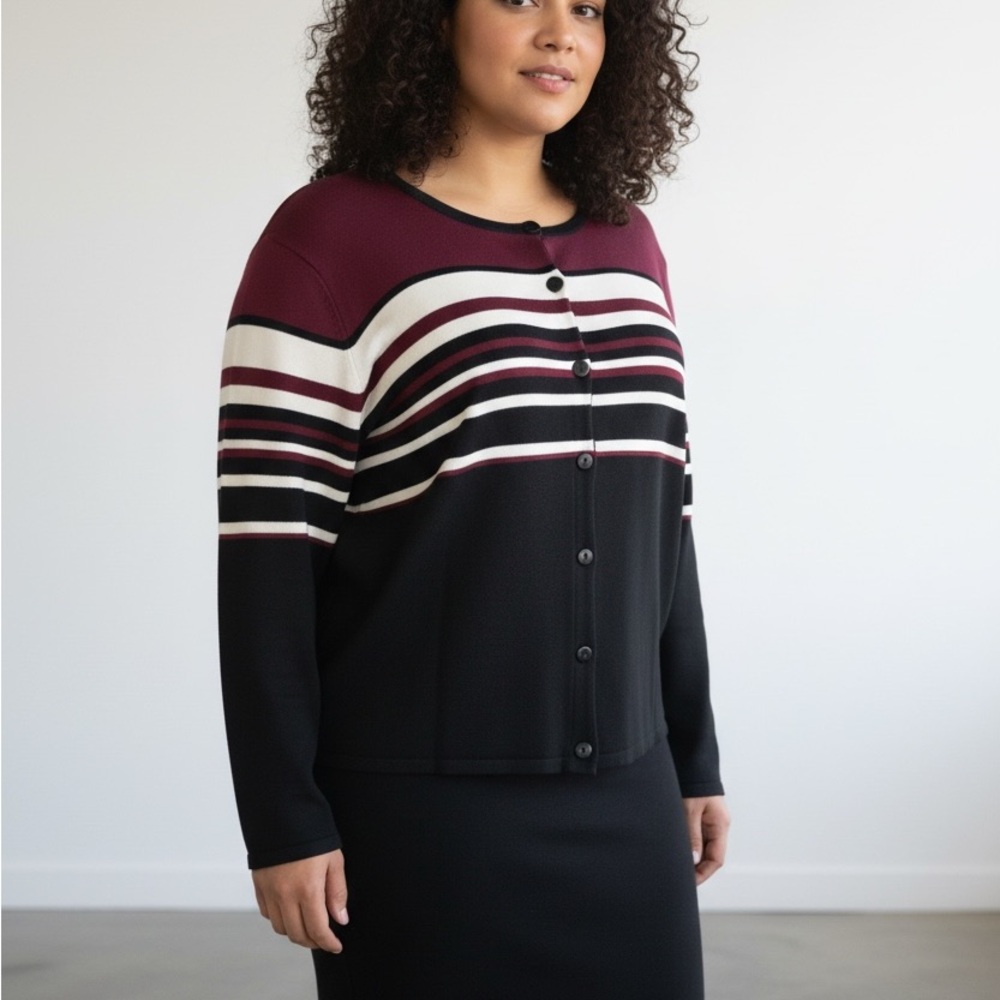 Striped Button-Up Cardigan